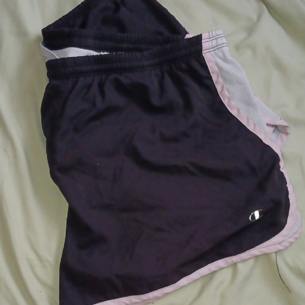 Champion Black Shorts with Pink Accents